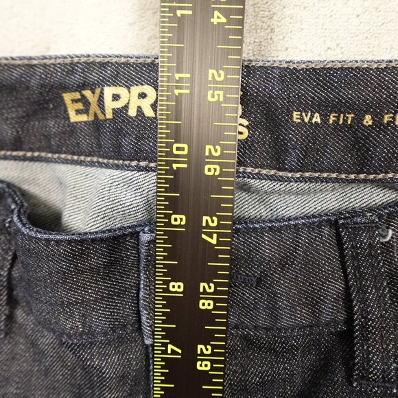 Express Jeans EVA Fit & Flare - Women's Size 10R - Dark Indigo Blue Denim - Picture 5 of 12